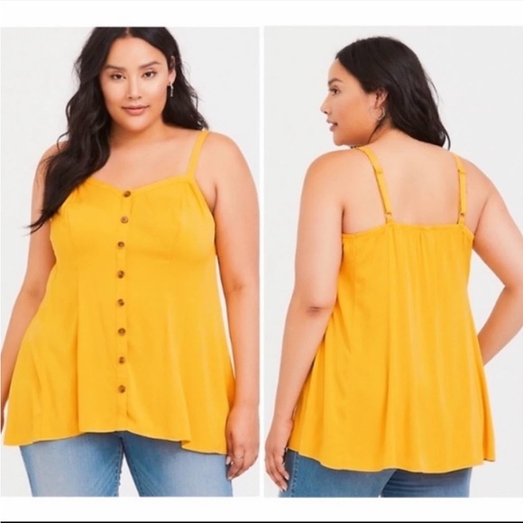 Torrid Challis Cami Top Button Detail in Mustard‎ Yellow 1X - Picture 1 of 3